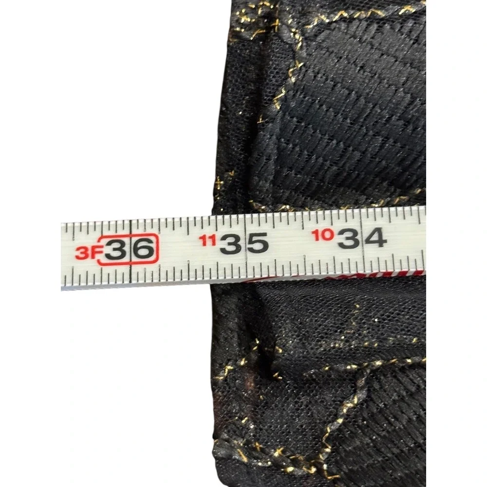 NWOT‎ Donna Karen Cocktail Dress Black Gold Trim Puff Sleeve Size 2